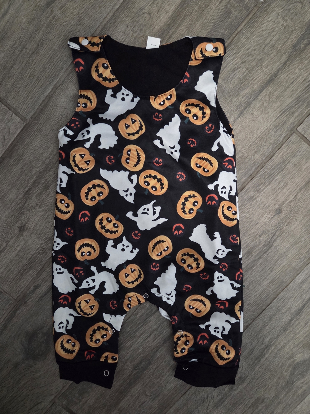 Halloween Ghost & Pumpkin Kids One-Piece Romper - Black